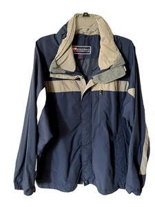 Mens Vintage Steve And Barrys Size XL Nylon & Poly Lined Blue ColorBlock Jacket - Picture 1 of 3