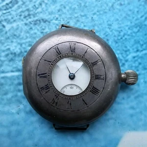 Orologio da uomo Half-Hunter Elgin Trench in argento - Foto 1 di 10