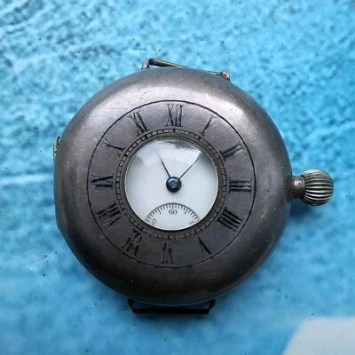 Orologio da uomo Half-Hunter Elgin Trench in argento - Immagine 1 di 4