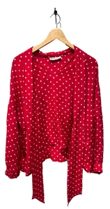 Seidenbluse Balenciaga rot gepunktet - Bild 1 von 4