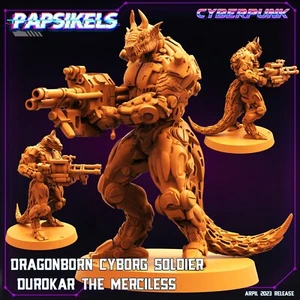 Dragonborn Cyborg Durokar the Merciless  Papsikels Miniature Cyberpunk - Picture 1 of 1