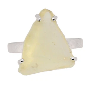 Natural Libyan Desert Glass 925 Sterling Silver Ring Jewelry s.10 CR59673 - Picture 1 of 1