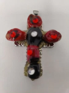 Artisan Red Coral Cross Pendant - Picture 1 of 6