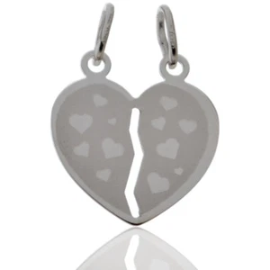 Ciondolo cuore divisibile mm 20x20 satinato bianco con cuoricini in argento 925  - Foto 1 di 2