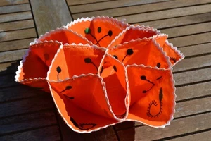 DE COLECCIÓN AÑOS 60 Bordado Naranja Algodón Cesta Pan Retro Brillante - Imagen 1 de 9