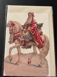 # GLANZBILDER # EF 5124 Glanzbilder-Karte Weihnachtsmann auf Schimmel Nostalgie# - Bild 1 von 2
