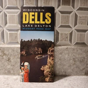 Vintage 1960s Wisconsin Dells Lake Delton Midwest Road Map Highway Attractions - Picture 1 of 5
