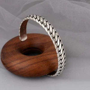 Hot Mens Vintage Open Bangle 925 Sterling Silver Handmade Twisted Cuff Bracelet - Picture 1 of 5