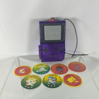De colección 1998 Pokemon Battle BattPoke púrpura Poke Ball Blaster juguete con lote de 7 discos Foto 1 de 4