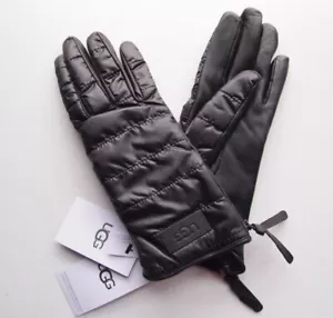 New UGG Australia SHERPA Fabric GLOVES w Zipper S/M Leather Faux Fur Lined Touch - Picture 1 of 12
