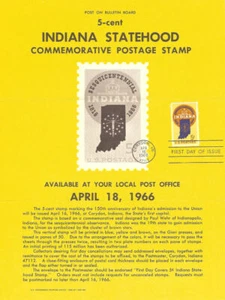#1308 5c Indiana Statehood Stamp Poster- Unofficial Souvenir Page FD MC - Picture 1 of 1