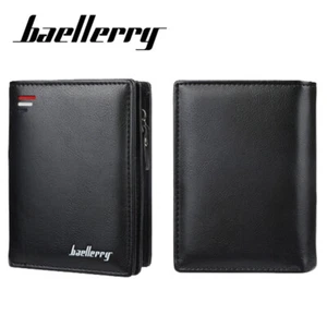 Men Short Anti Theft Leather Wallet Zipper Wallet Small Card Man Short Purse US - Picture 1 of 20