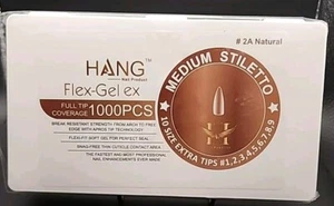 Hang Flex-Gel Ex Nails Medium Stiletto Full Tip Coverage, 1000pcs, High Demand!! - Picture 1 of 3
