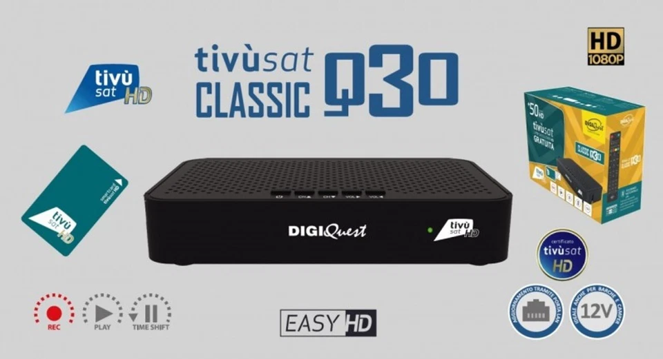 Italienischer Fernseher in UK Tivusat Tivu Sat HD Digiquest Q30 mit aktiver Smartcard ohne Sub - Bild 1 von 4