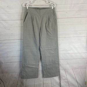 Venus Linen Cotton Wide Leg Pull On Pants L Gray Elastic Waist Laced Leg 32x33 - Picture 1 of 4