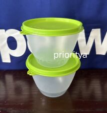 Tupperware Refrigerator Bowl 14oz Set of 2 Clear Bowl with Green Seal New