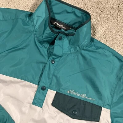 Eddie Bauer 1/4 Snap Windbreaker Rain Jacket Mens Small Waterproof Zip Pockets - Image 1 of 4