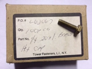 (quantity of 8) Hex Cap Brass 1/4 x 20 x 1 inch screws - Picture 1 of 1