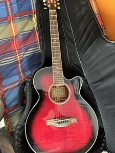 chitarra acustica rossa ,usata poco, model: AEG20E-TRS,serial:J100300251 - Foto 1 di 6