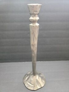 West Elm Silver Brushed 15 " Tall  Candlestick  - EUC