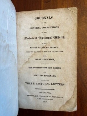 1817 Journals General Conventions Protestant Episcopal Church 1784-1814, Letters - Image 1 of 2