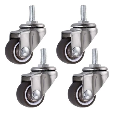 Skelang 4 Pcs 1" Swivel Stem Threaded Casters, TPE Mute Caster Wheel M6 ×15, Rep