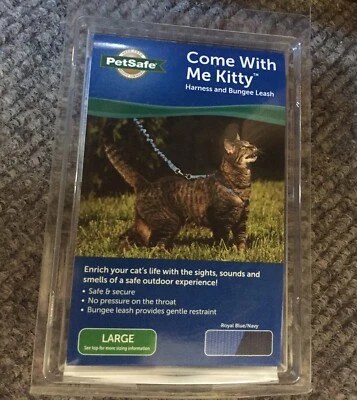 🐾PetSafe Come Me Kitty Harness Bungee Leash For Cats Size L Blue Up To 40lbs🐾 - Image 1 of 3