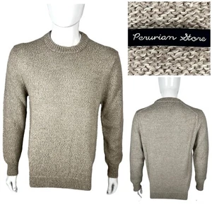 Peruvian Store Mens Large Pullover Sweater Brown Beige Soft Alpaca Made Peru EUC - Picture 1 of 10