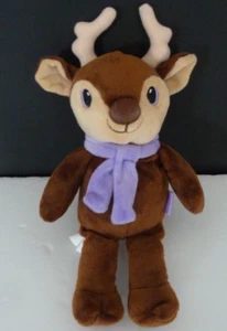 *. DOUDOU PELUCHE MILKA RENNE CERF beige marron écharpe mauve TTBE - Picture 1 of 7