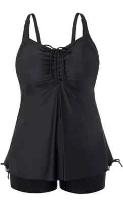 Hanna Nikole Plus Size Tankini Set High Waist Swimwear Tummy Control with Shorts - Image 1 of 4