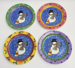 The Sweet Shoppe Navidad Sango Platos Muñeco de Nieve Sue Zipkion Juego de 4 Ensaladas 8.25" - Imagen 1 de 15