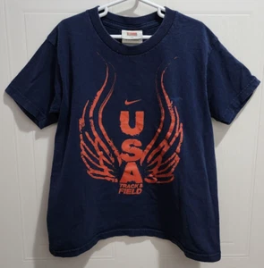 Nike Team USA Track & Field Graphic Navy Blue Red T Shirt Youth XS Cotton - Picture 1 of 9