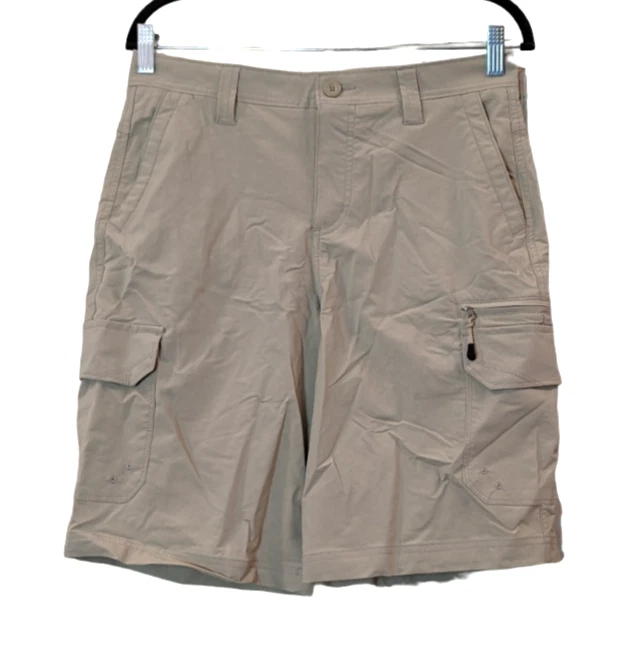 George Performance Cargo Shorts Men's 30" Khaki Knee Length Easy Care UPF 30