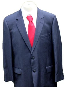 Jos. A. Bank Herringbone Herren 2tlg Wolle Marineblau Anzug 48L Hose 42x31 Signature - Bild 1 von 10