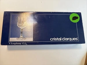 vintage cristal d'arques longchamp WINE SMALL glasses Set 6 With Box 12cl 5 7/8” - Picture 1 of 9