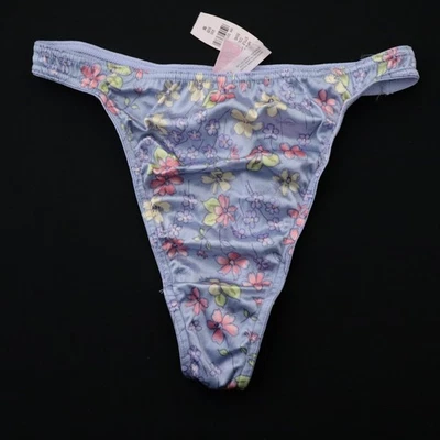 NEW Victoria's Secret VINTAGE Second Skin Satin Floral Thong Panty M MEDIUM - Image 1 of 4