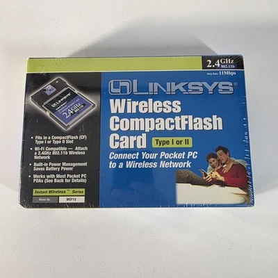 Linksys WCF12 Wireless CompactFlash Card 2.4GHz Fits Type 1 or Type 2 Slot! NEW - Image 1 of 4