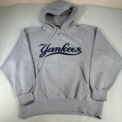 Vintage Nike New York Yankees Hoodie Sweatshirt Men Large Center Swoosh MLB Gray - Image 1 of 4
