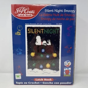 J&P Coats Latch Hook Kit Peanuts SILENT NIGHT SNOOPY 50th Celebration Sealed NEW - Picture 1 of 4