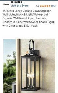 Confezione da 1 Lampade da Esterno 24" Dal Crepuscolo all'Alba Olio Strofinato Nero 3 Luci - Foto 1 di 12
