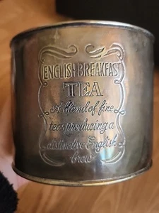 Contenedor de té con tapa de estaño acabado latón canoster desayuno inglés vintage - Imagen 1 de 11