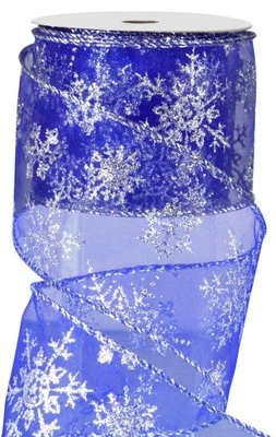 Синяя лента снежинка рождественская лента шириной 6 см x 20 м x 10 рулонов - Изображение 1 из 4