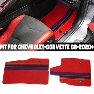 All-Weather Carpet Red Floor Mats Nylon Liner for Corvette C8 Z06 Coupe 2020-24 - Picture 1 of 14