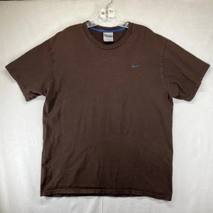 Vintage Nike Essential Embroidered Swoosh Silver Tag Y2K Brown Shirt Size Large - Picture 1 of 10