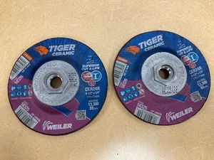 2 Weiler 58325 Tiger Schleifscheiben, 4-1/2 Zoll Durchmesser x 1/4 Zoll Dicke x 7/8 Zoll Dorn - Bild 1 von 2