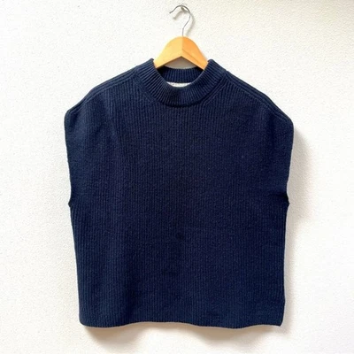 Chaleco Suéter Boden 100% Lana Azul Marino Tejido Acanalado, Mujer’s Mediano Foto 1 de 4