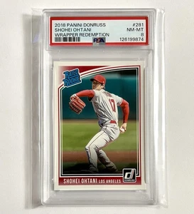 Shohei Ohtani 2018 Donruss Rated Rookie Wrapper Redemption #281 Graded PSA 8 MLB - Picture 1 of 4
