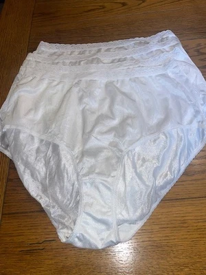 4 Just My Size Nylon Brief Panties Nylon Lace Band Stretch White - Size 12 - New - Image 1 of 4