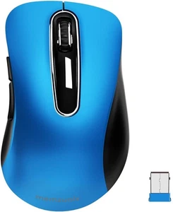 2.4G Blue Wireless Mouse 1400 DPI Optical Cordless with USB Receiver 5 Button - Picture 1 of 8