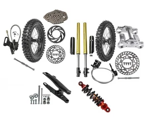 Front Forks Shock Triple 17" 14" Wheel Tire Swing Arm Complete kit 125cc 150cc - Bild 1 von 17
